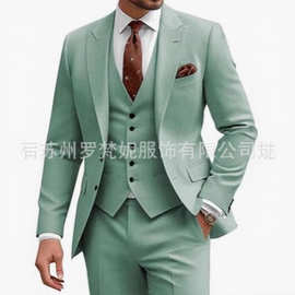 新款亚马逊男士西装休闲商务婚礼男士西服外贸跨境三件套礼服男士