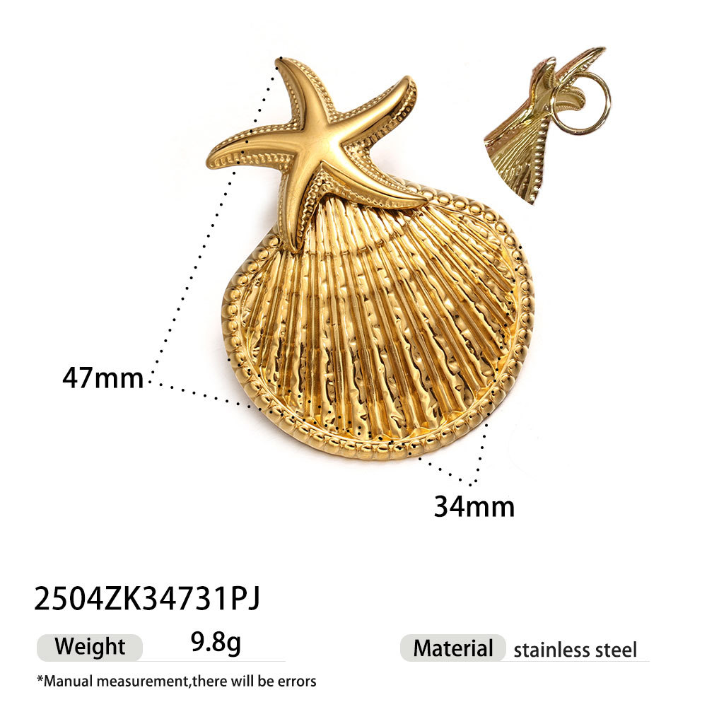 Tena Europa y América Alta retención de color 18k oro concha de acero inoxidable concha de estrella de mar collar de cuerda gruesa ins joyería de explosión transfronteriza image 19
