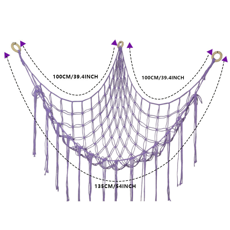 おもちゃ三角網兜手編み綿紐壁角収納寝室壁角収納網玩具公仔ハンモック|undefined