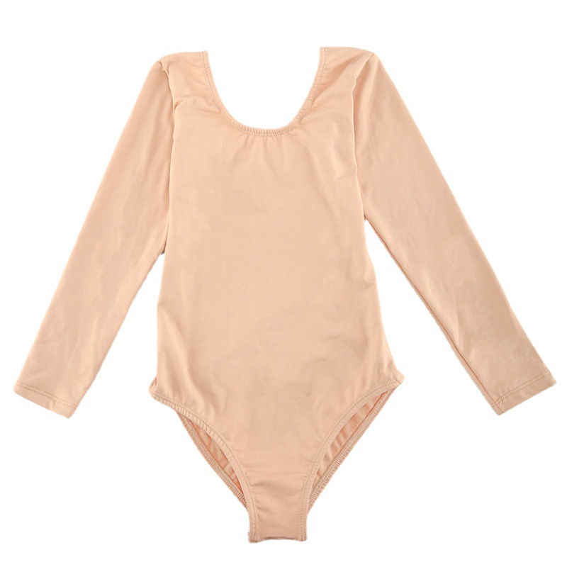 Ropa de fondo de color carne para niños ropa de práctica de baile invisible camisa de fondo para niñas medias gruesas de color de piel con forro polar alto cuello bajo