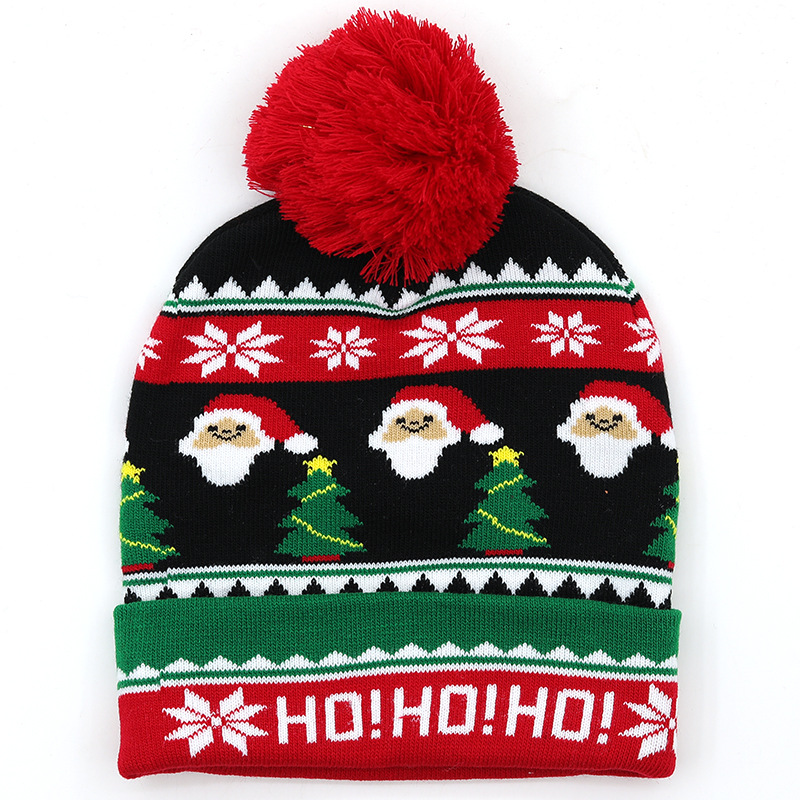 Fashion Contrast Color Jacquard Wool Ball Christmas Knitted Hat Woolen Hat Wholesale Nihaojewelry display picture 12