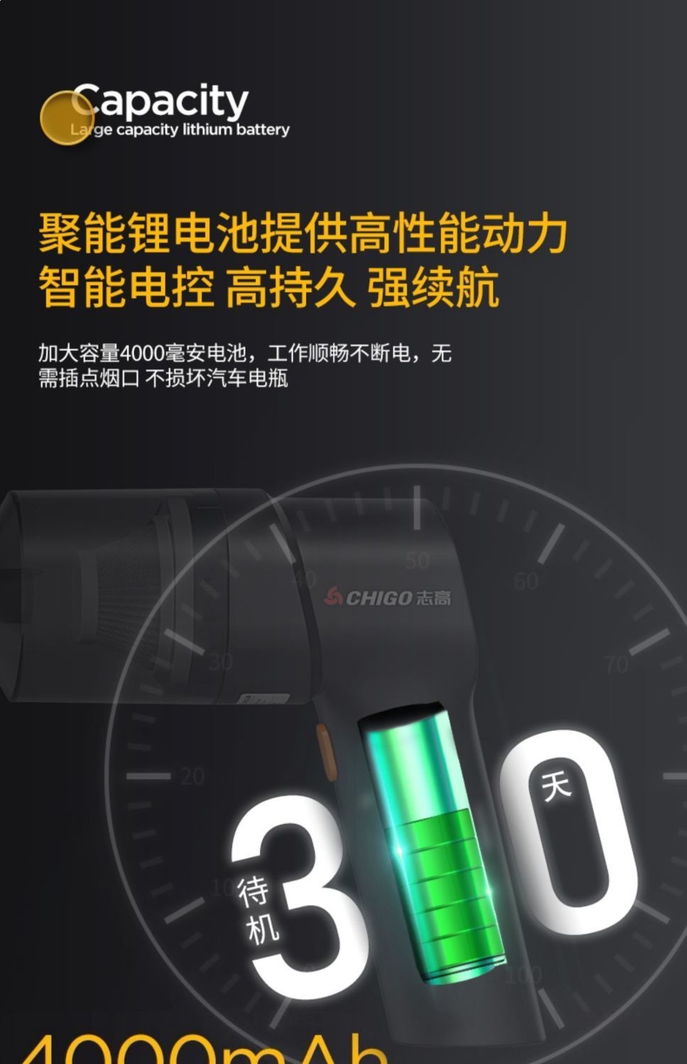 Chigo Car Wireless Vacuum Cleaner, Small and Powerful, with Strong Suction, Handheld, Dual-Use for Car and Home, Mini Rechargeable