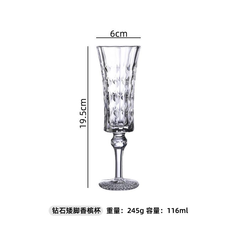 Nicho Zhongins flor en relieve francés tazas de champagne tazas de vino femenino de alto valor retrógrado tazas de vidrio europeas