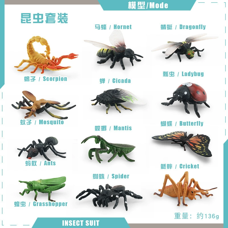 Граница-пересечение симуляционный набор моделей насекомых: геккон скорпион паук пчелиные личинки бабочка комар стрекоза статичный декор