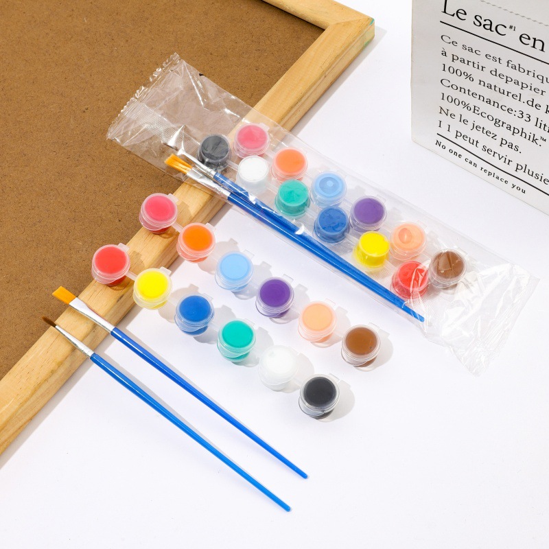 幼儿丙烯颜料DIY6色连体涂鸦彩绘美术用品 石膏娃娃风筝绘画颜料