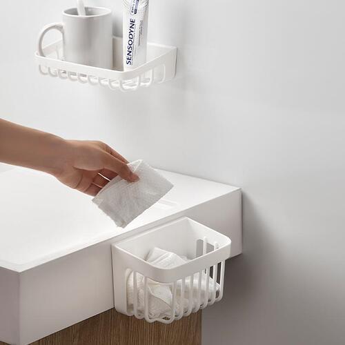 Wall-mounted wash towel storage box bathroom punch-free toothpaste soap storage rack sink storage rack drain basket