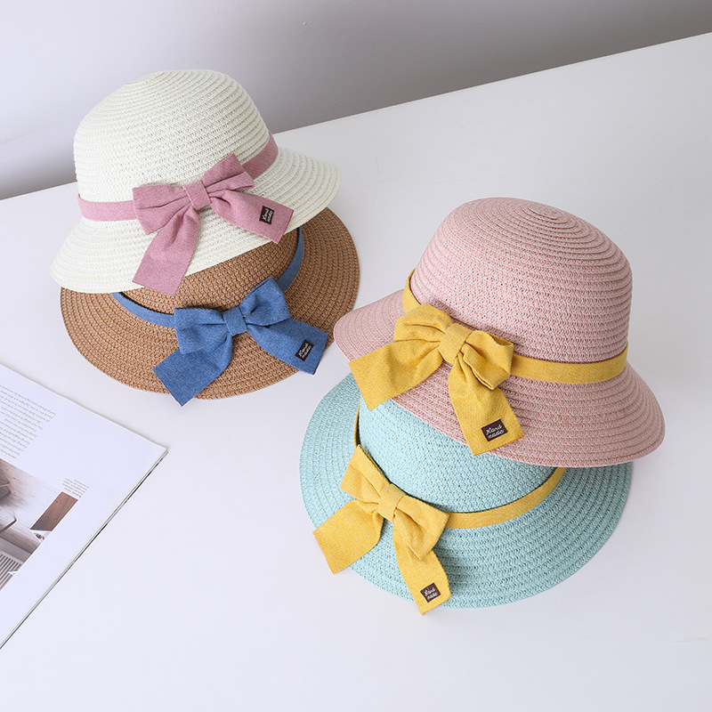 147g Weight Hat Classification straw Fabric Type Straw Hat Hats Type 1 Piece, 1 Set Quantity Holiday, Outdoor Occasion Bow Knot Pattern All Seasons Season Children Unisex Gender Sweet Style Children Unisex Sweet Bow Knot Straw Hat 9