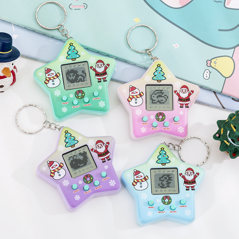 Cross-Border Mini Handheld Electronic Pet Machine Christmas Five-Pointed Star Handheld Mini Electronic Game Console Pendant Small Toy