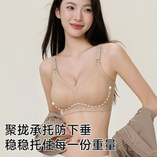 新款条纹哺乳内衣女士薄款防下垂孕期产后喂奶妈咪文胸罩舒适聚拢