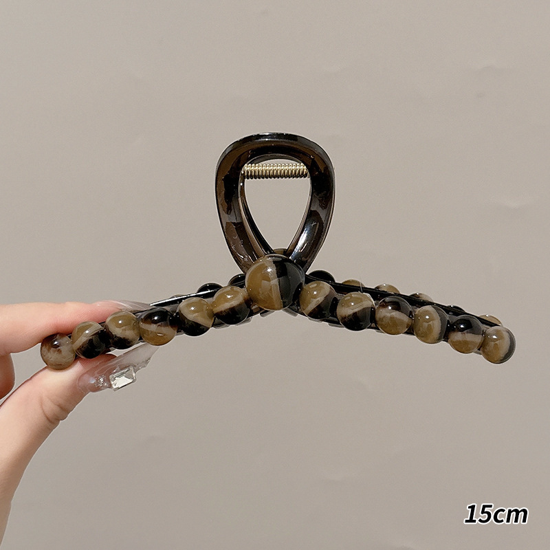 高级感黑色鲨鱼夹发量多头发抓夹女超大号发夹后脑勺盘发夹子头饰|undefined