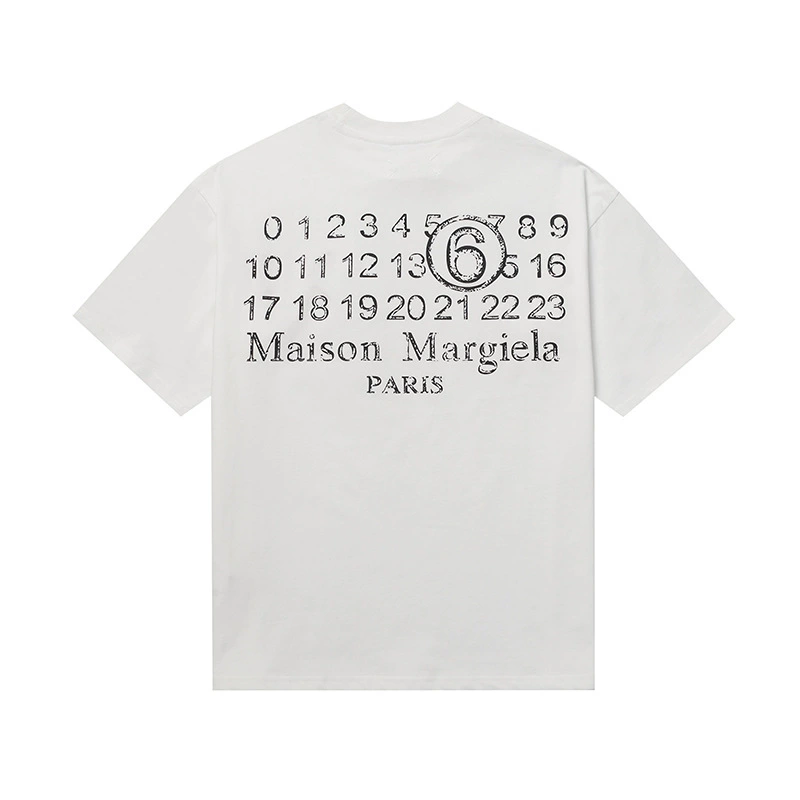 Maison Margiela 24SS коллекция MM6 цифровой узор круглый вырез мужской и женский модный бренд укороченный рукав футболка серия