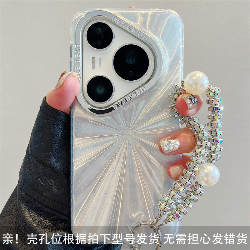 适用华为pura80pro+手机壳Pura70电镀锡纸极光纹mate70/60挂绳女|undefined