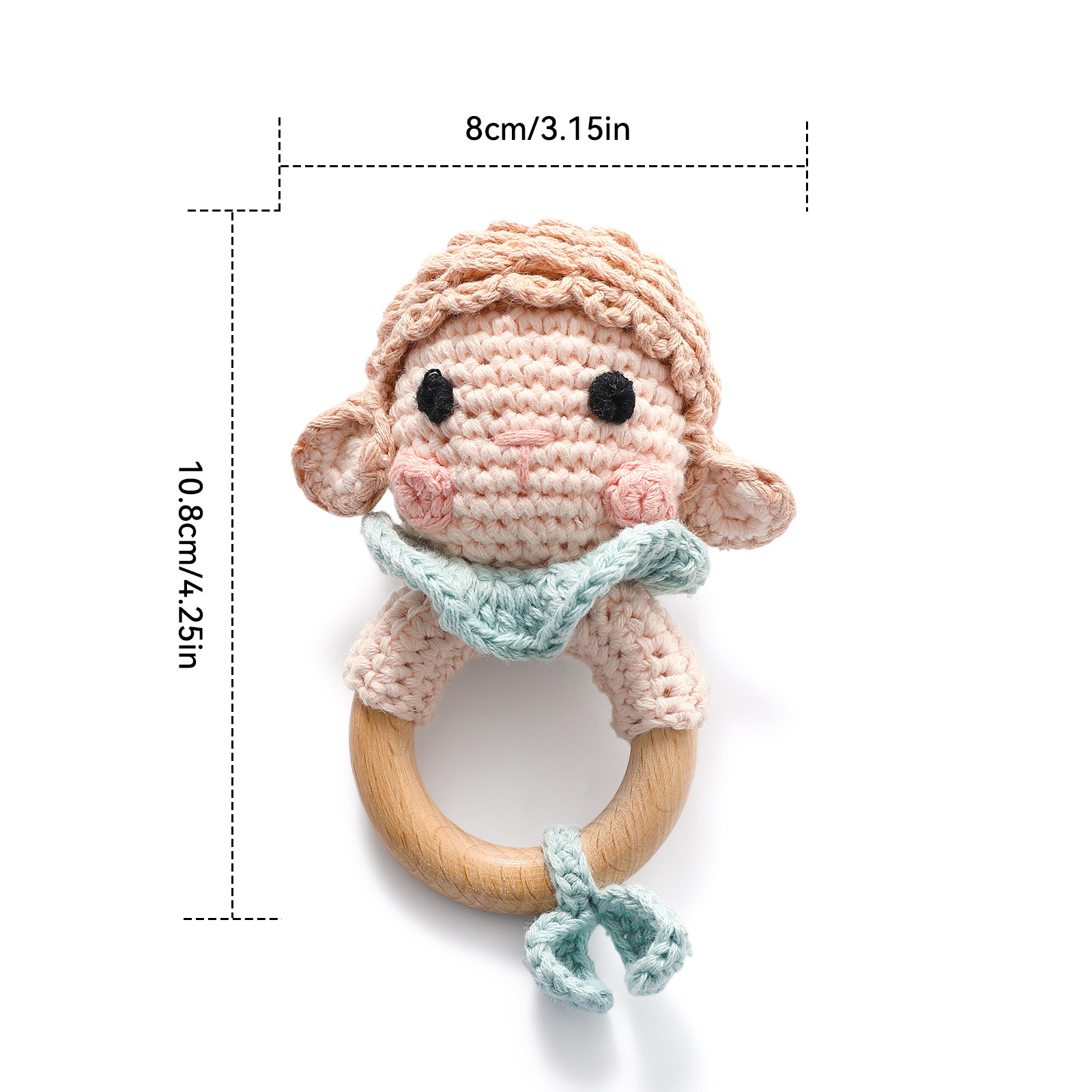 Cruzar la frontera de ganchillo animal sonajero bebé de punto animal muñeca bebé calmante juguete roer crochet juguete