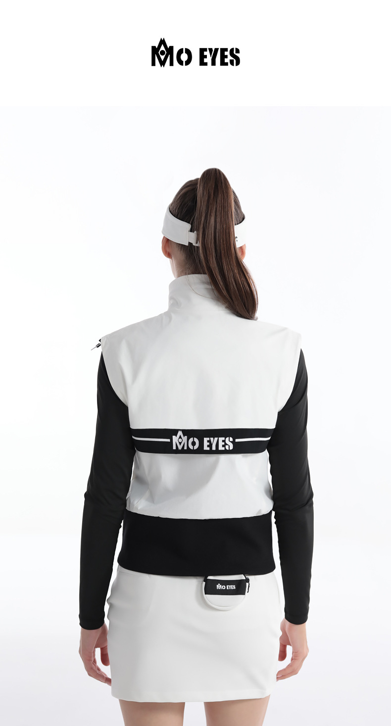 Áo gi lê golf nữ cổ đứng chống gió có khóa kéo — M23YF021-Vest màu xám nhạt, M23YF021-Áo vest trắng, M23YF021-Áo vest đen chi tiết 5
