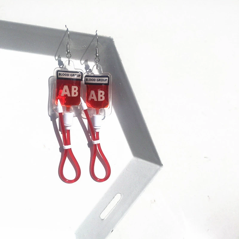 Креативные и забавные Harajuki Simulation Plasma Blood Blood Blood type серьги подкультура Y2K горячая девушка личность серьги на шее
