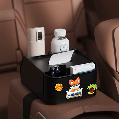 Car tissue box/set | Water Cup Holder Storage Box - good-luck-8th-generation-armrest-box-storage-box-black