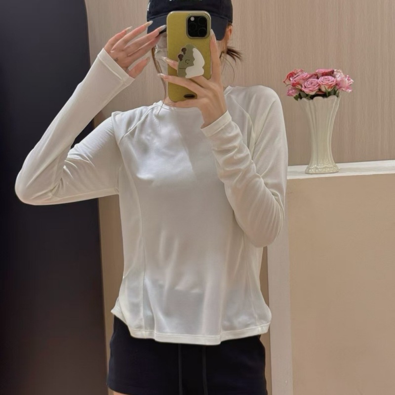 091803秋冬新款速干打底衫女洋气少女感圆领套头简约纯色长袖T恤|undefined