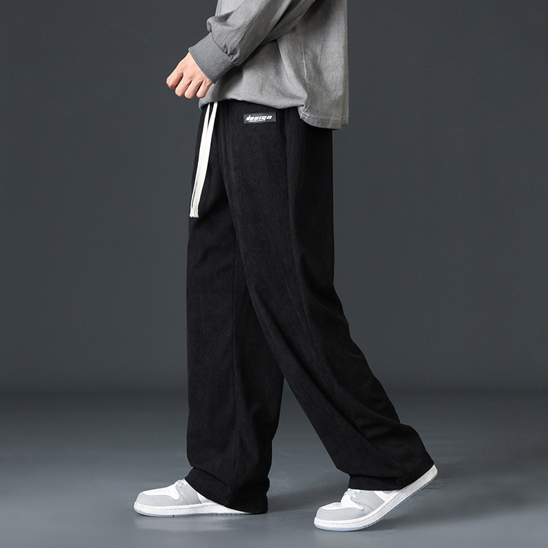 Pantalones rectos de cordillera para hombres primavera y otoño marca de tendencia nuevo relajado colgante deportivo etiqueta casual pantalones largos de piernas anchas image 6