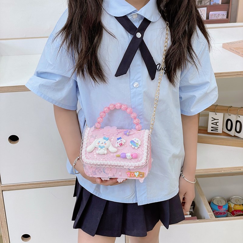 Nueva princesa de dibujos animados bolsos para niños mujeres perlas bolsos portátiles de hombro de chicas de moda encaje mochila
