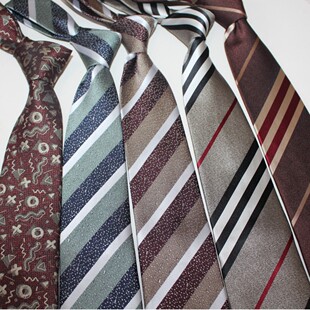 8CM Hand Tie Tie Men's Dress Business Suit Wedding Cartoon Striped wine red brown Groom Tie