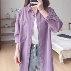 多巴胺纯棉衬衫女2025春秋新款显瘦宽松休闲长袖防晒开衫衬衣外套