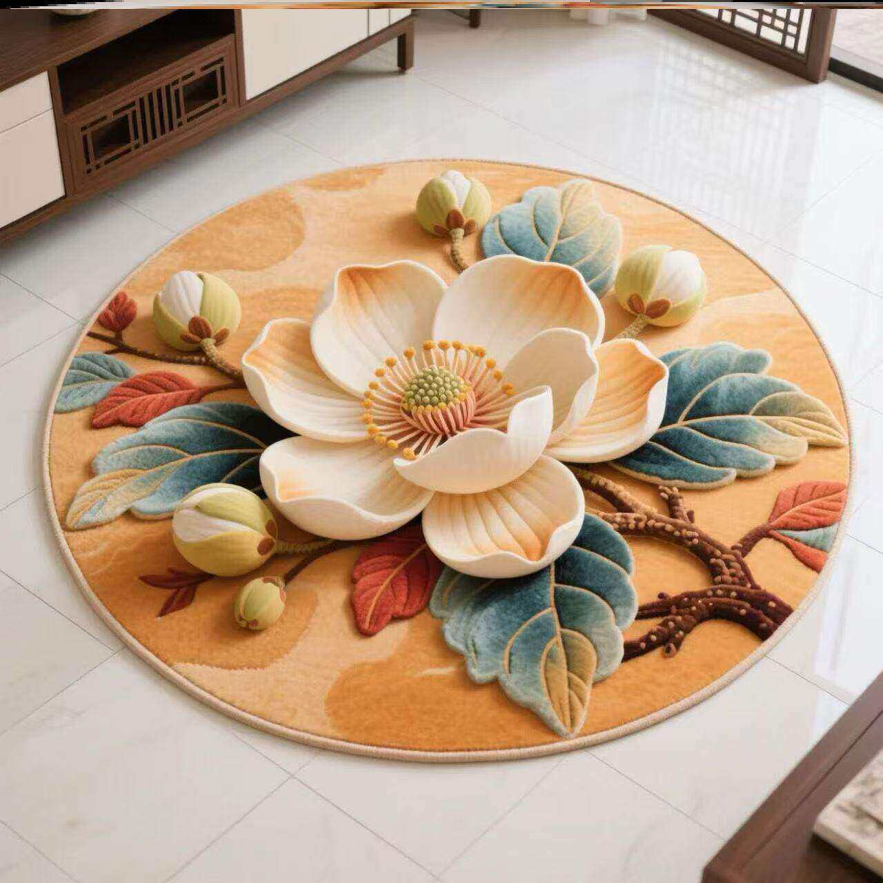 Nueva alfombra de sala de estar de loto chino, alfombra de mesa de té familiar de gran área, alfombra de cama de dormitorio fácil de cuidar