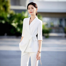 白色职业套装女25春夏秋季新款时尚通勤收腰小西装工作服外套黑色