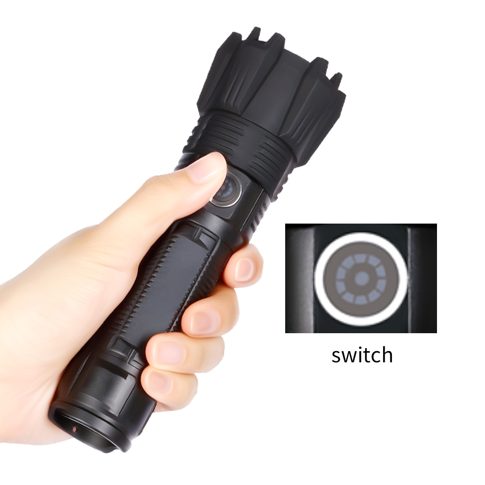 Transfronteriza nueva iluminación al aire libre impermeable fuerte luz P50 portátil de largo alcance de emergencia multifunción LED linterna recargable