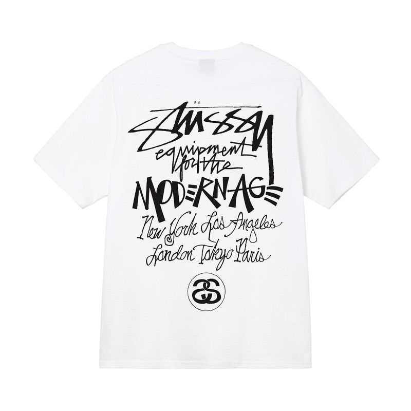 Stussy アメリカのトレンドブランド 男女兼用 ハイウェイトピュアコットン 半袖 夏 メンズ ルーズTシャツ 3つのラベル|undefined