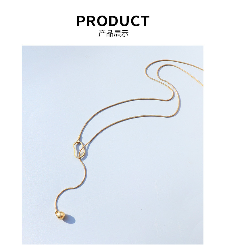 Titanium Steel Golden Adjustable Necklace display picture 5