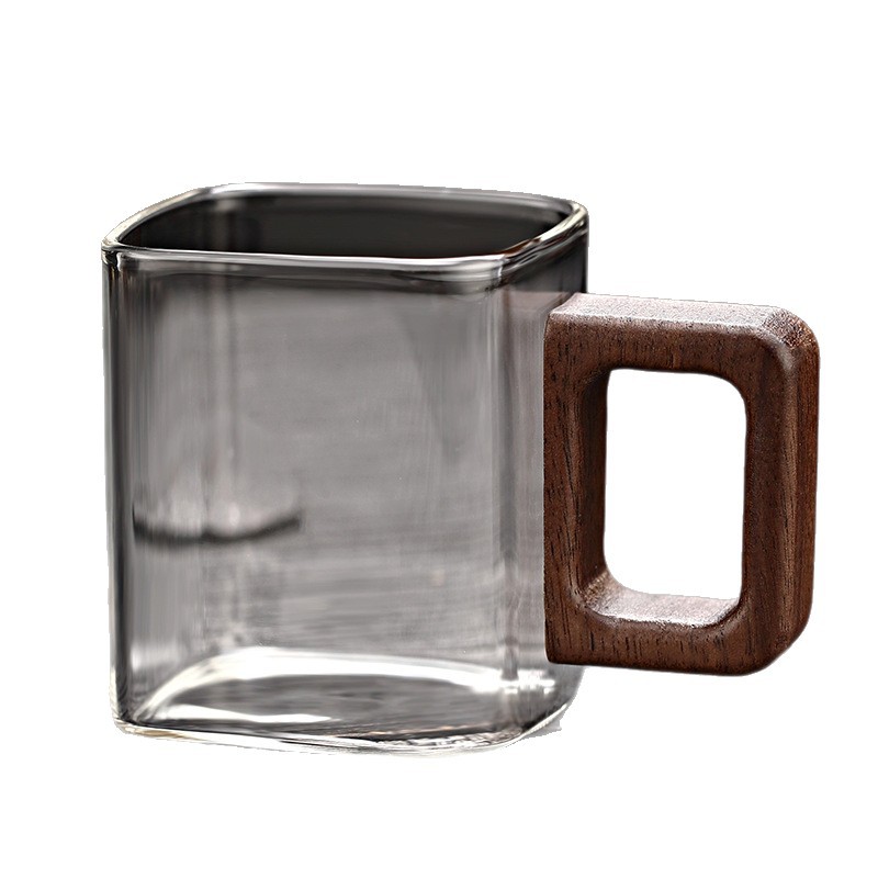 Taza cuadrada doméstica de alto silicio de silicio de vidrio de nuez cuadrangular taza de té de alta temperatura taza de una sola capa