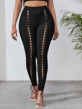S 12927 Lace up slim ankle pants ���۰������С�ſ�