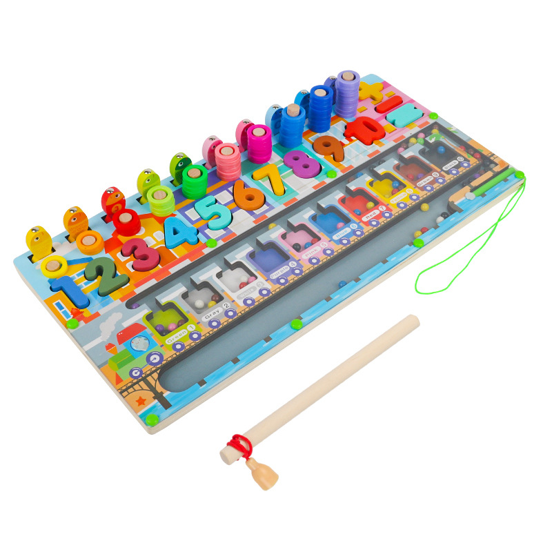 Educación temprana número emparejado laberinto de color tipo de bolígrafo para caminar tablero de logaritmo juguetes de bloques para niños pequeños