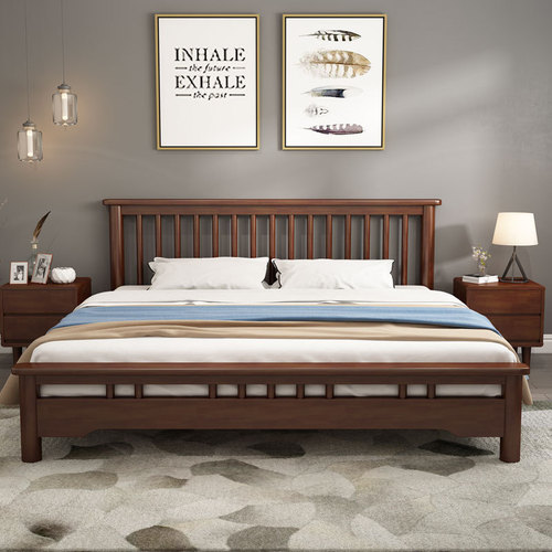 Nordic solid wood bed 1.8 meters B&B master bedroom 1.5 meters double bed hotel apartment single economical rental room bed