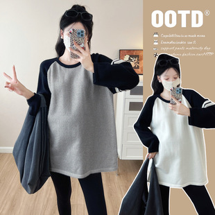 in stock Real Pat 2024 New Autumn and Winter Maternity Dress Loose All-match Fashion Western Style Slim Shading Butt Sweater