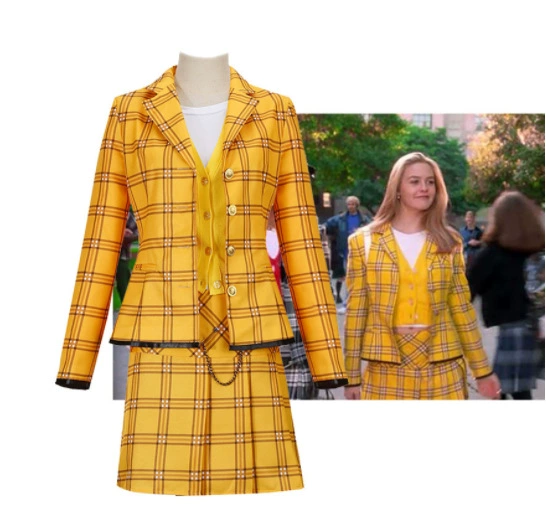 Шер Хоровиц Косплей взрослое желтое платье в клетку Униформа фильм в том же стиле