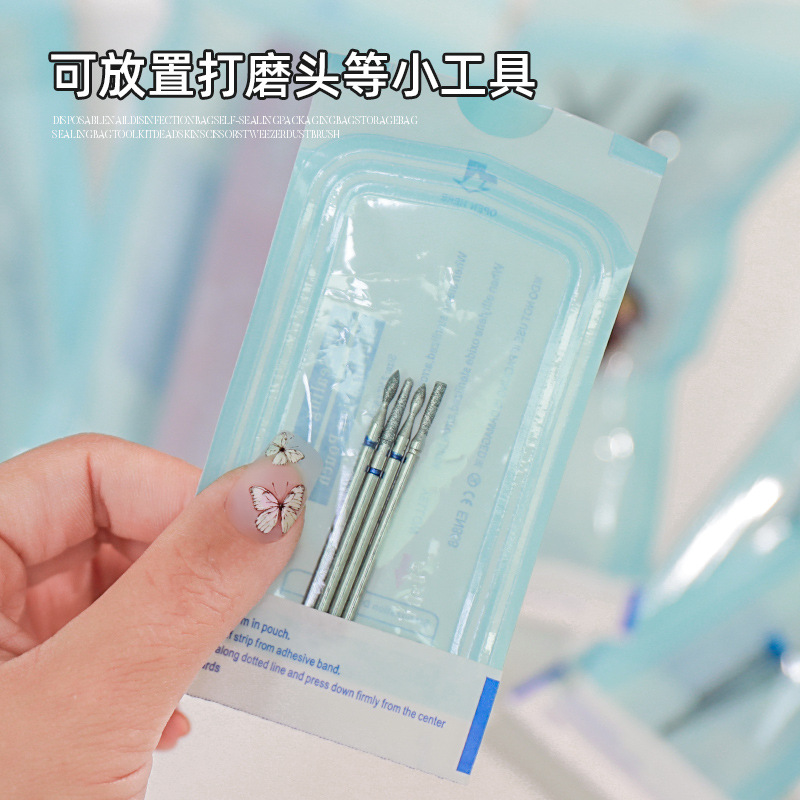 Manicura bolsa de desinfección desechable bolsa de embalaje autosellada bolsa de almacenamiento bolsa sellada kit de herramientas tijeras de cuero muerto pinzas cepillo de polvo