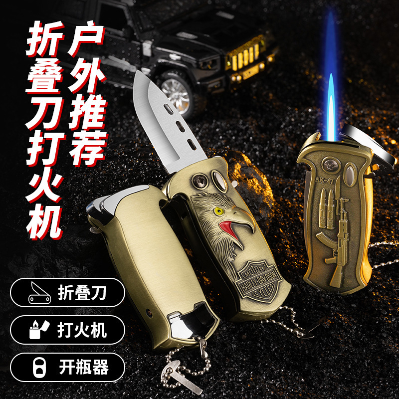 Creative Windproof Direct-Fire Lighter Bottle Opener Beer Opener Multi-Functional Outdoor Camping Folding Knife Factory Wholesale Creative Windproof Direct-Fire Lighter Bottle Opener Beer Opener Multi-Functional Outdoor Camping Folding Knife Factory Wholesale
