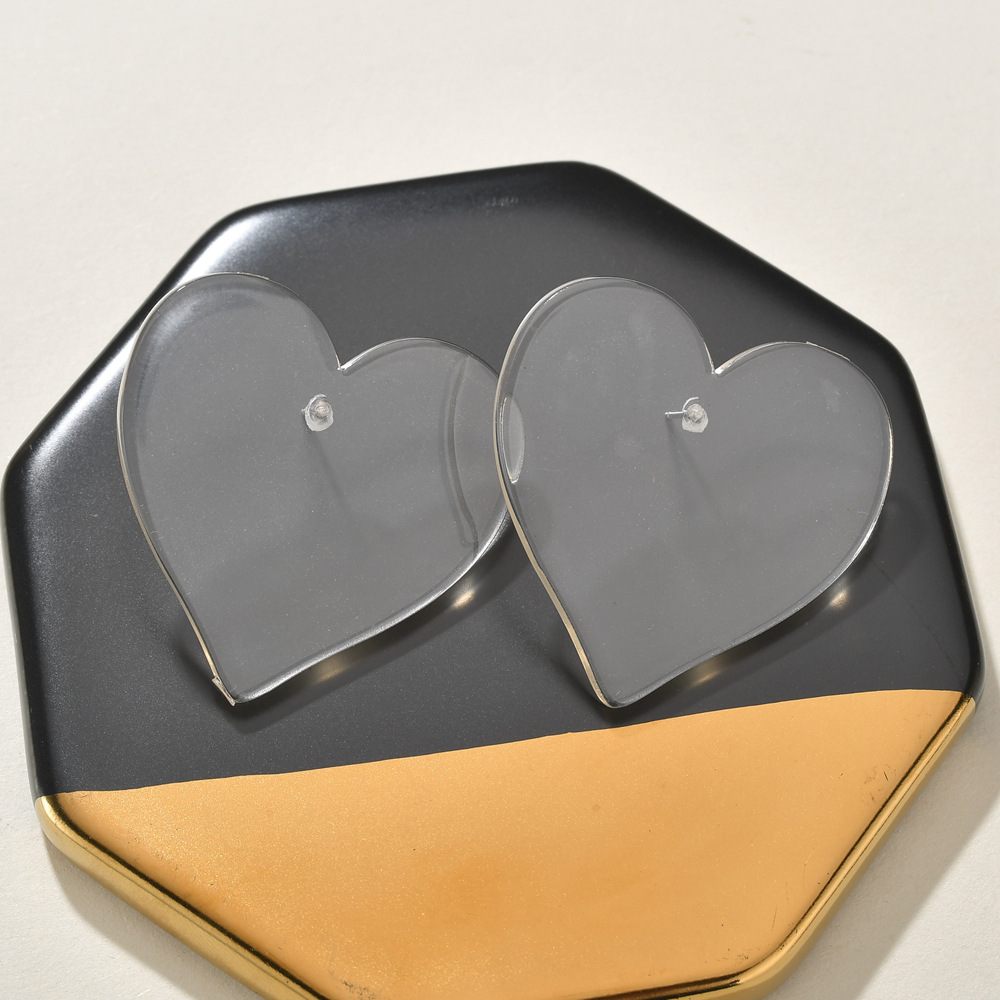 transparent heart hypoallergenic earrings