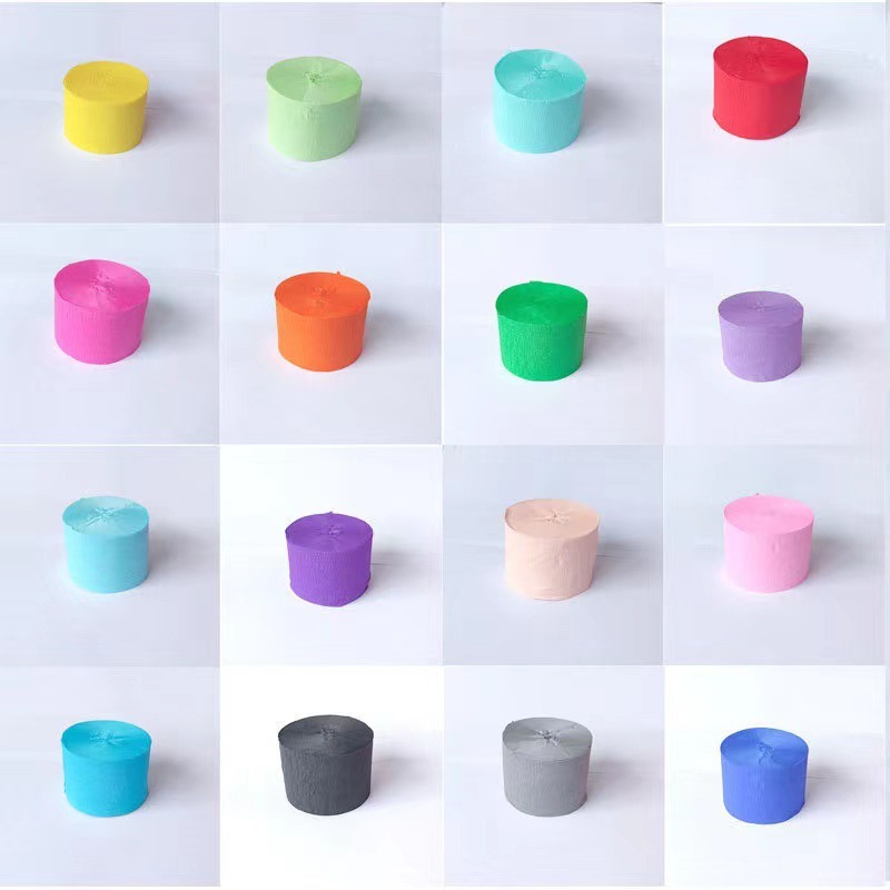 4.5cm*10m彩色皱纹纸卷拉花彩带婚庆婚礼生日圣诞派对背景墙布置|undefined