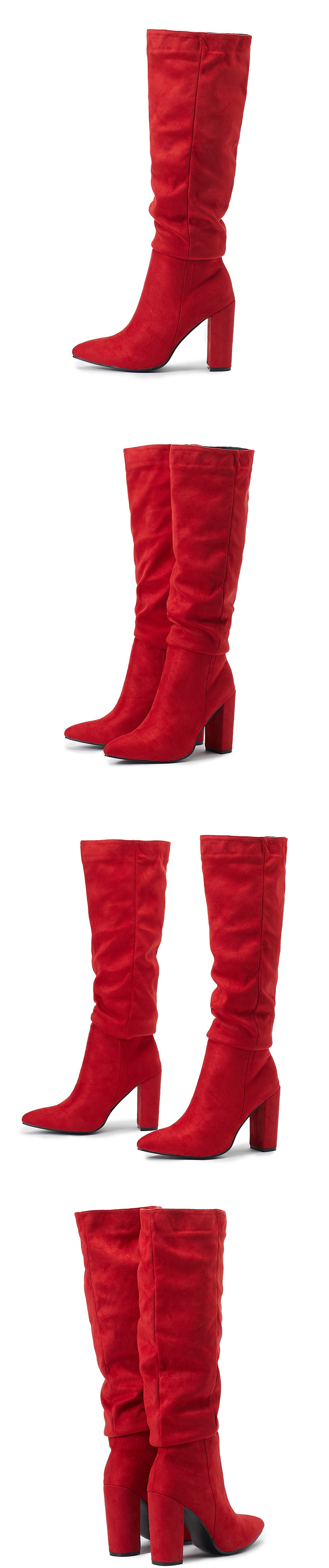 Women's new winter fashion pointed toe women's boots thick heel boots_voghion.com