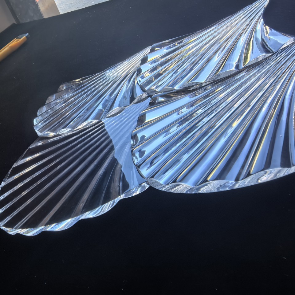 创意雕塑亚克力透明扇形鱼鳞状工艺品摆件酒店家居别墅玄关软装饰