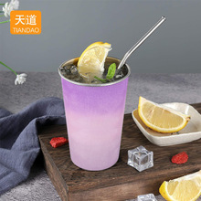 ins渐变紫色遇冷变色杯食品级冷饮杯304不锈钢高颜值变色水杯定制