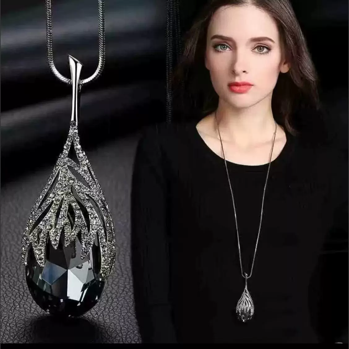 跨境欧美热销毛衣链女高级感长款项链轻奢时尚百搭秋冬小众装饰品