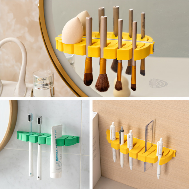 Storage Rack for Makeup Brushes, Bathroom Toilet Toothbrush Rack, Beauty Brush Cleaning and Drying Rack, Leaf Drying Rack