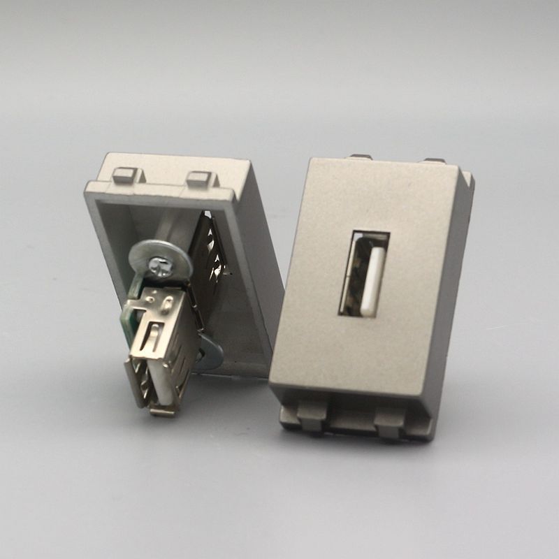 深灰色128型USB直插模块面板直通2.0USB对接电脑数据传输模块插座