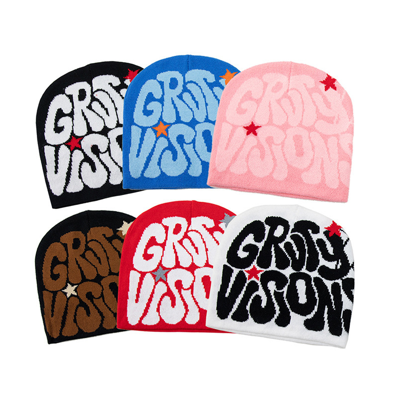 Nueva letra transfronteriza Jacquard sombrero de punto otoño e invierno al aire libre sombrero cálido versátil hip hop Street Fashion Hat