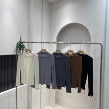 美丽诺羊毛娃娃领长袖针织衫