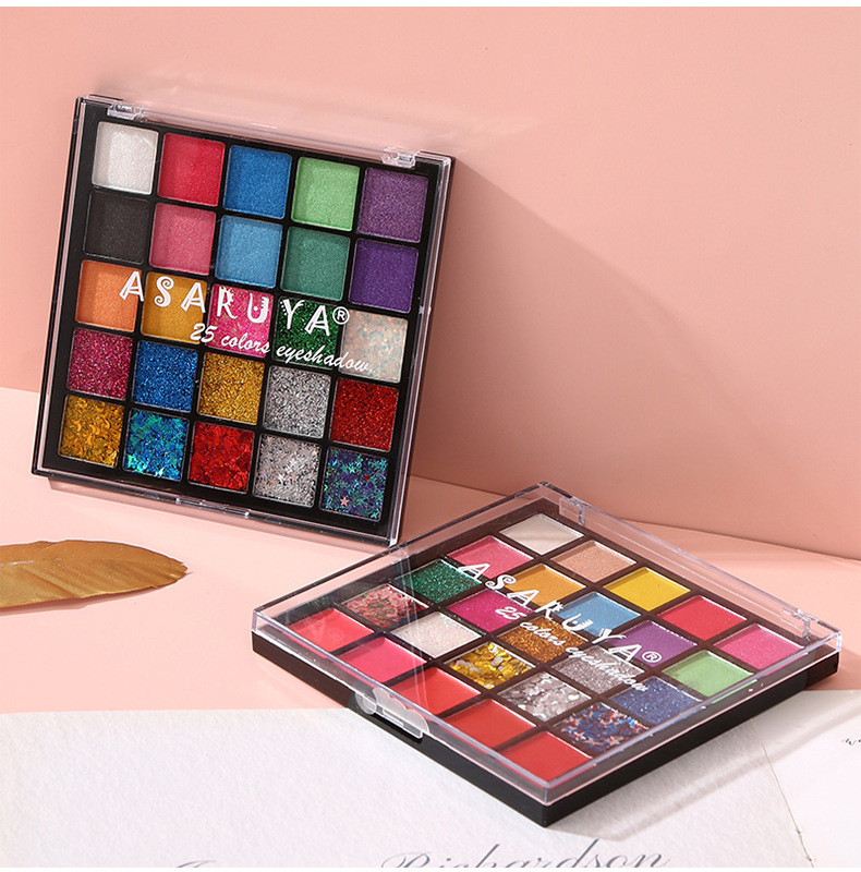 25-color eyeshadow palette, large sequins, super sparkling pearlescent, Children's Day student stage performance makeup set, student cosmetics undefined