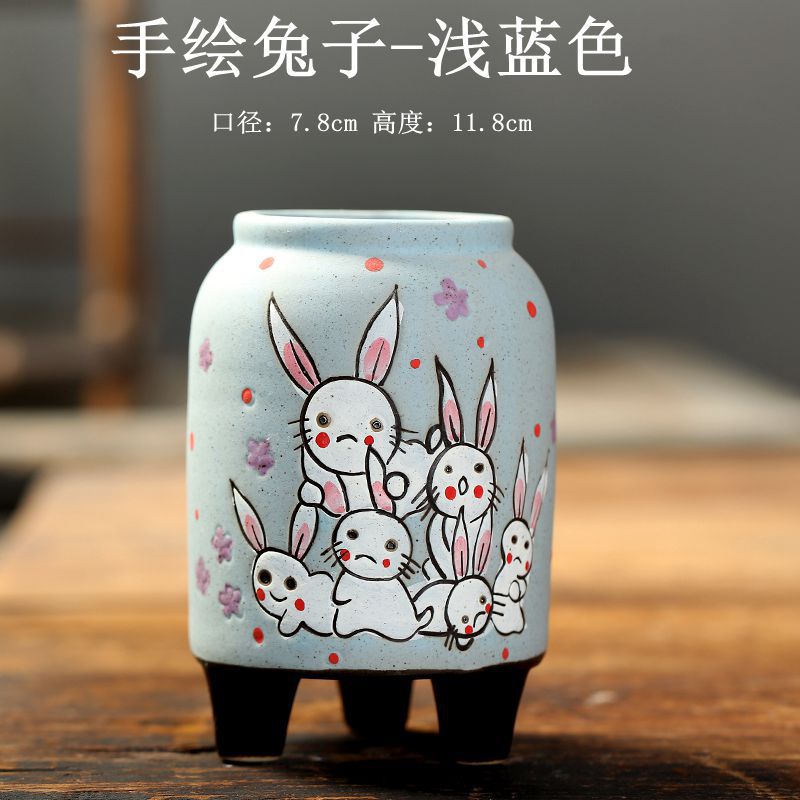 手绘兔子-浅蓝色